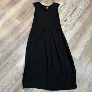 Crea Concept Black Asymmetric Mixed Media Sleeveless Maxi Dress Women 38